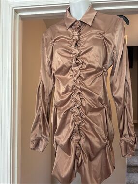 GORGEOUS CHAMPAGNE GOLD SATIN AKIRA DRESS- SMALL